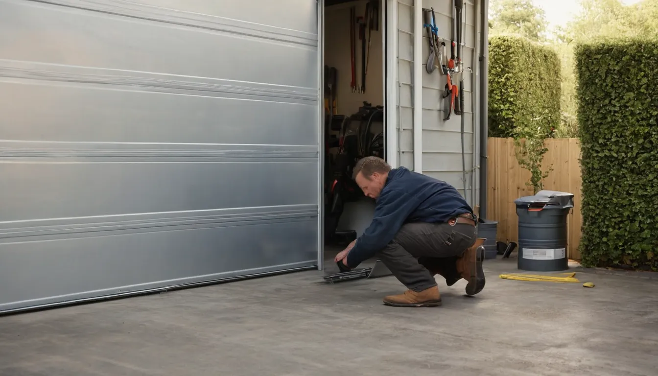 Provider checking garage door tracks in the Aurora area